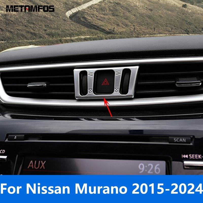 For Nissan Murano 2015-  2024 Matte Center Console Emergency Warning Light Lamp Switch Cover Trim Interior Accessories