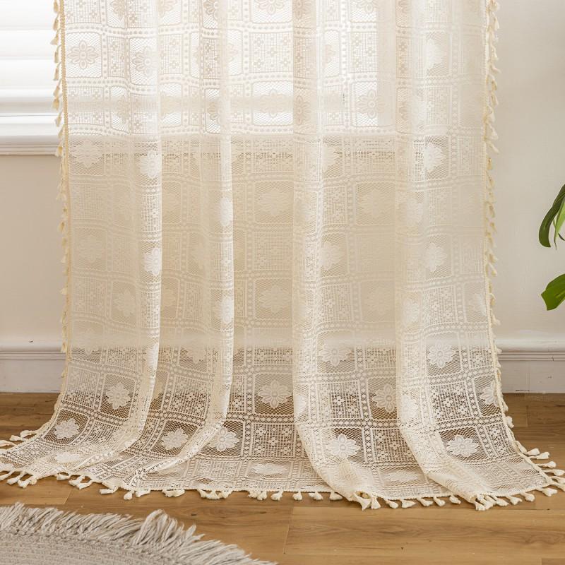 Floral Lace Sheer Curtain Panel Living Room Bedroom Dining Balcony Country Style Window Treatment