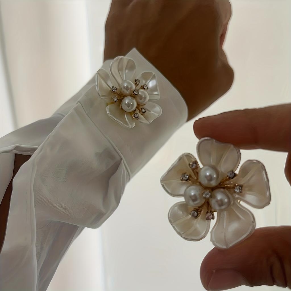 3D Blume Strassstein Knopfabdeckung Set Dekorative Klammer für Hemden und Kleider, Einfache Montage Modeaccessoire, Feiertagsgeschenk
