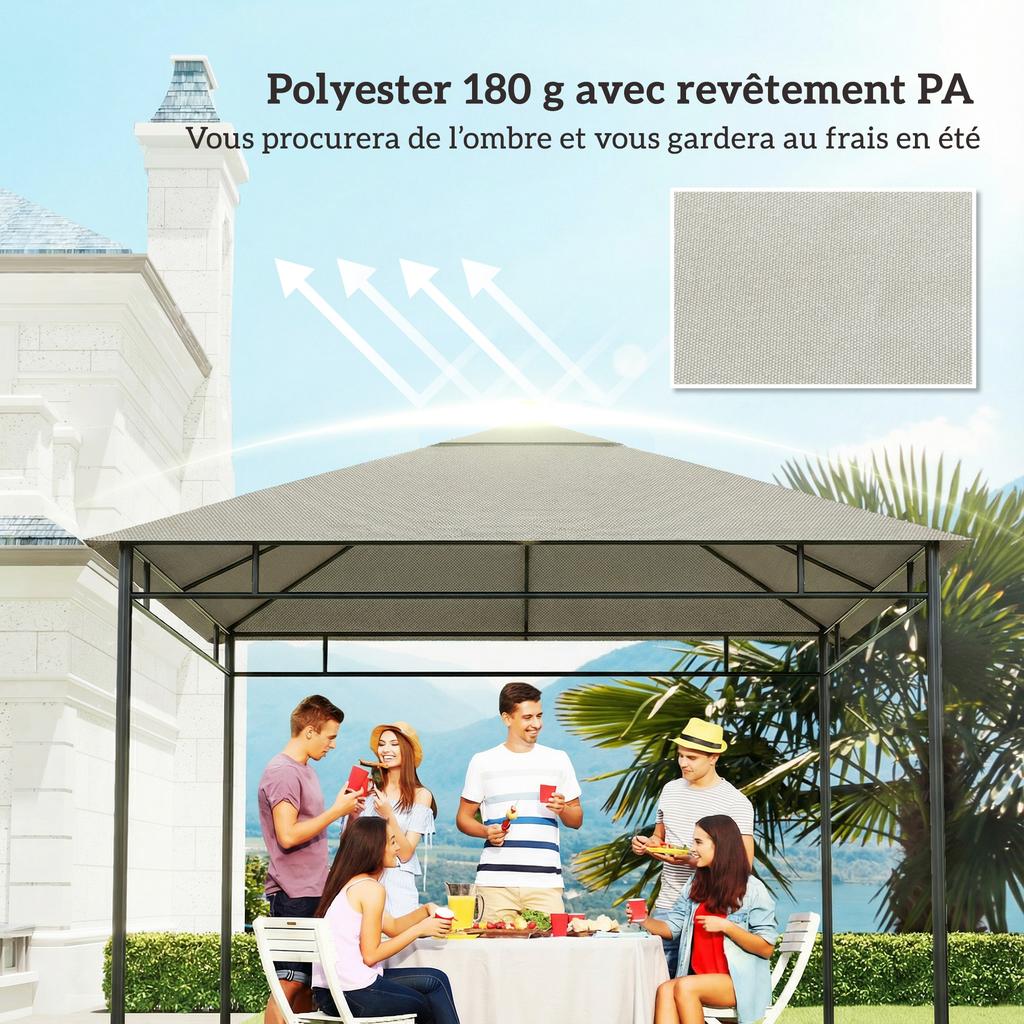 Replacement canopy for pavilion gazebo tent replacement roof garden gazebo polyester 180 g/m² 3 x 3 m grey