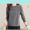 T-shirt décontracté à manches longues en coton pour femme, avec empiècements color block, idéal pour l'automne.
