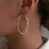 Stainless Steel Double Color Earrings For Women Female Twist Titanium Steel Hoop Earring Exaggerate Trendy Jewelry Accessories