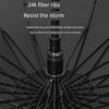 24-Rib Waterproof Umbrella, Double-Sized Reinforced Long-Handle Umbrella for Men, Wind-Resistant, Extra-Large Three-Person Straight Umbrella