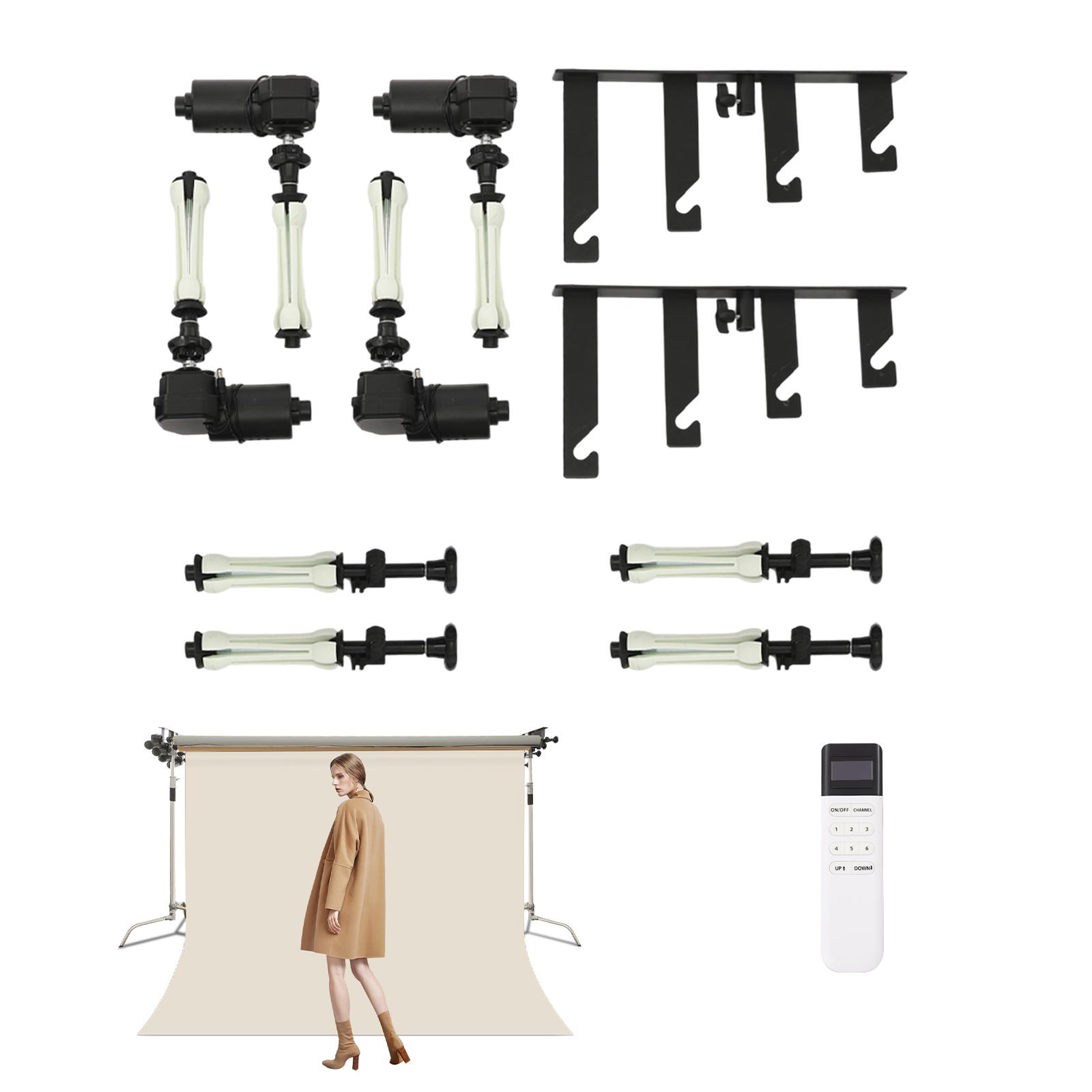 

4-осевая моторизованная система ролика для фона - Пульт дистанционного управления, Грузоподъемность 22 фунта, Механизм крепления фона для студийной фотосъемки (черный) чёрный