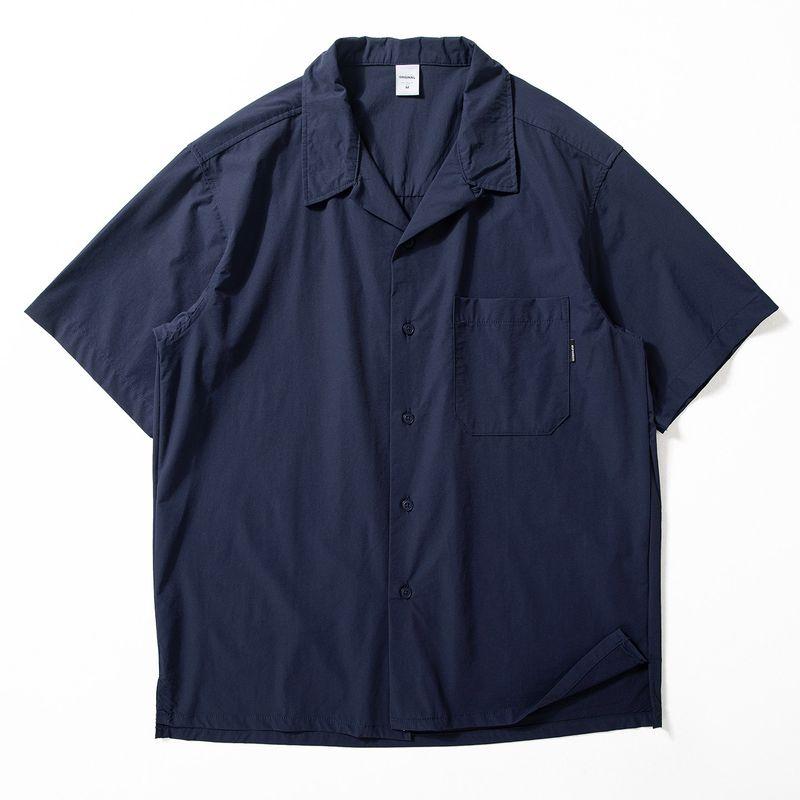 Functional Style Short-Sleeved Men's Summer Lightweight Quick-Drying Elastic Breathable Shirt with Cuban Collar Loose Casual Half-Sleeve Trendy