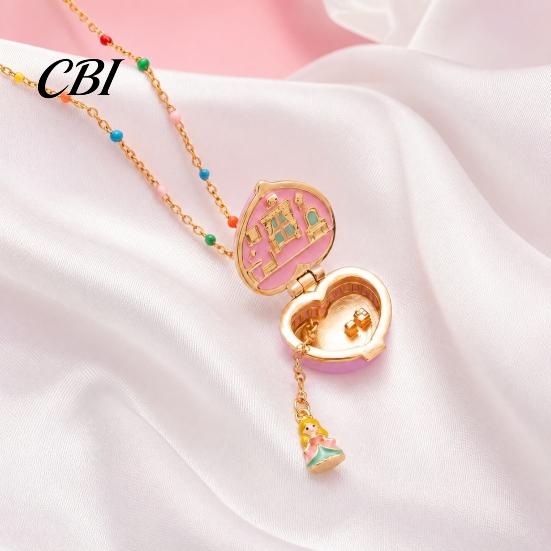 Heart Box Necklace Openable Charm Necklace, Pendant with Mini Figurine, Romantic Jewelry Women Tiny Locket Gift for Wife Girlfriend Anniversary