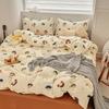 Bedding Four-piece Set Skin-friendly Breathable and Comfortable, Small Floral Washed Sheets Quilt Covers Pillowcases