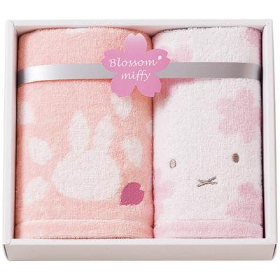 Nishikawa Miffy Towel Gift Set, 22 X 25 X 6 Cm, Washable, 100% Cotton, Blossom Miffy, Made In Japan, Pink, 228716882