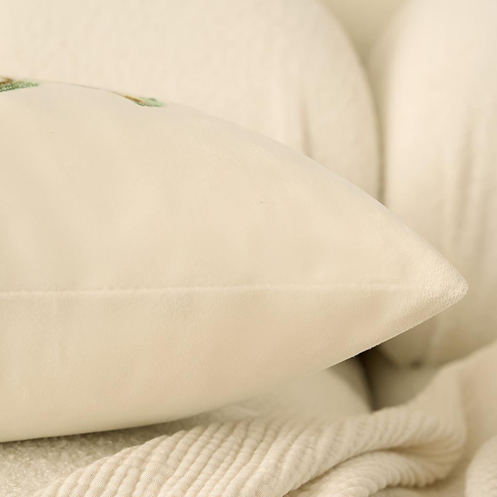 Tropische Palme Kissenbezug Bestickt Grüner Pflanzenprint Boho Küsten Kissenhülle Für Sofa Bett Couch Strandige Heimdeko