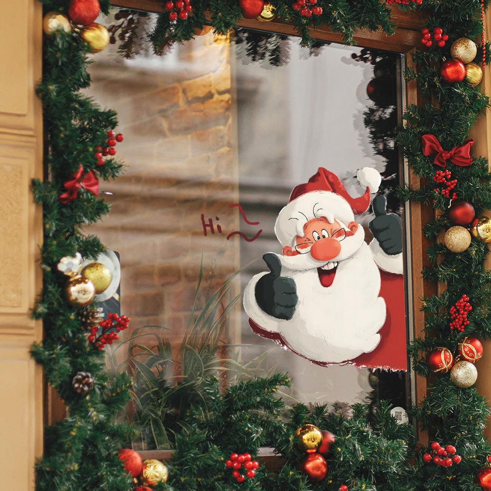 Decorazione Domestica Personalizzata Babbo Natale Adesivi Antistatici per Vetri di Porte e Finestre