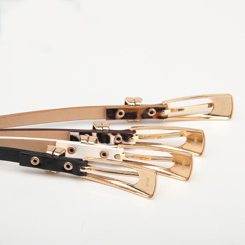 Classical Thin PU Leather Women Belts Gold Metal Buckle Waist Belt Luxury Black White Belt Waistband Dress Coat Jeans Straps