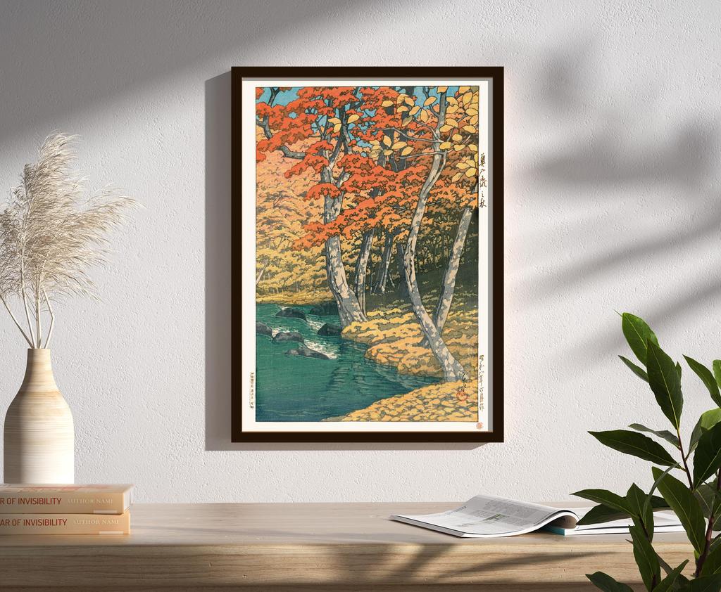 Autumn in Oirase, by Kawase Hasui, Made in Japan (framed), A4 size (33 x 24 cm), with frame, art frame, new style, poster, framed painting, gallery qu