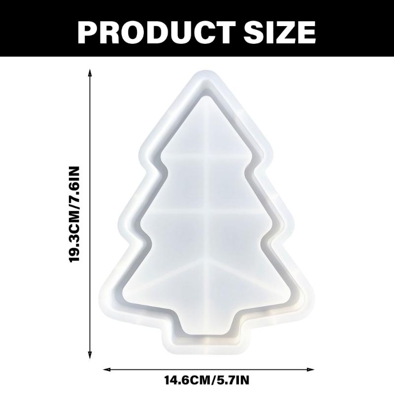 Silicone Serving Platter Mould Christmas Tree Shaped Dish Molds Epoxy Resin Mold for Jewelry Storage Tray Making