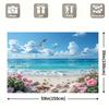 1pc Sea View Background Banner - Durable polyester, sea and blue sky with seagulls, white clouds and beach scenes
