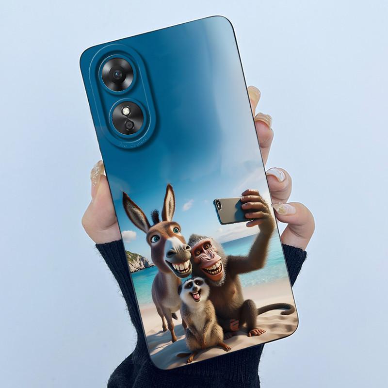 For OPPO A17 A17K 2022 CPH2477 Case Back Cover Cute Panda Sweet Girls Soft Silicone TPU Phone Case Shockproof Protective Casing