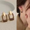 Autumn Winter New Brown Earrings Vintage Matte Drop Earrings for Women Metal Fashion Statement Dangle Earring Trend Jewelry