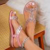 New Cross-border Rhinestone Flower Art Retro Fairy Style Versatile Flat Sandals Women's Shoes