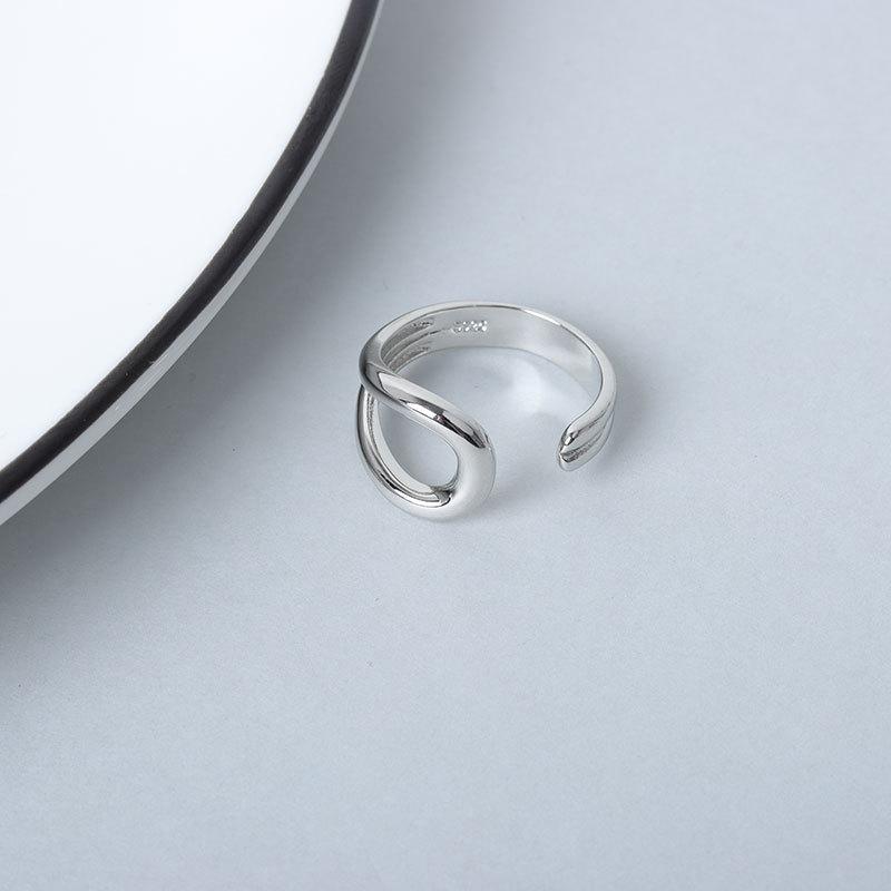 Fashion Personalized Index Finger Ring Niche Design Geometric Twist Open Ring Temperament Retro Couple Ring for Girlfriend Simple Geometric Ring