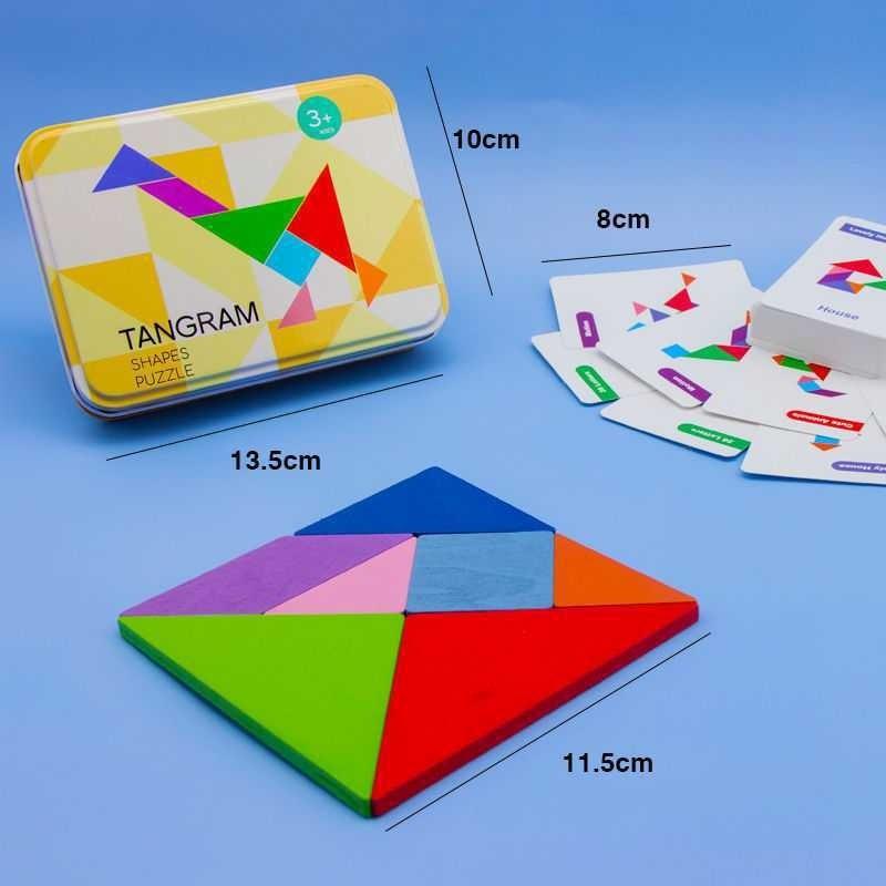 Langlebiges magnetisches Holz-Tangram-Puzzle für Kinder, Lernspielzeug für Kindergarten und Grundschule