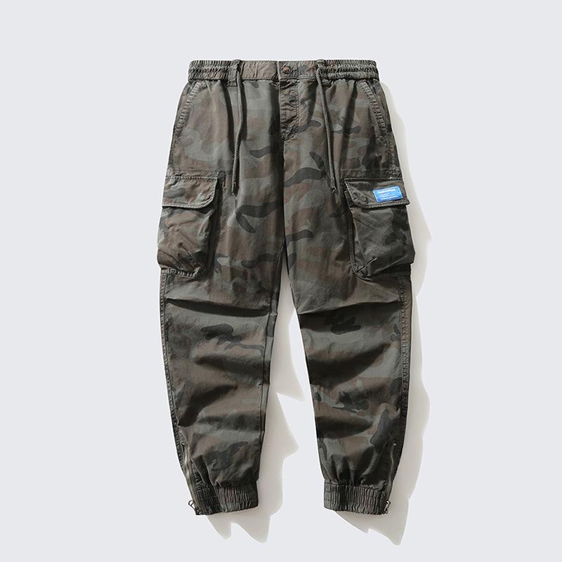 

Camouflage overalls men s spring and autumn new high street casual trousers trendy brand men s pants high-end men s clothing 38 армія зелений колір
