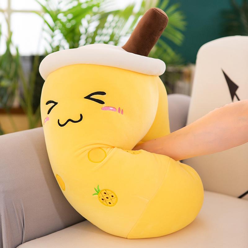 New simulated fruit bubble tea cup cute throw pillow plush toy milk tea doll