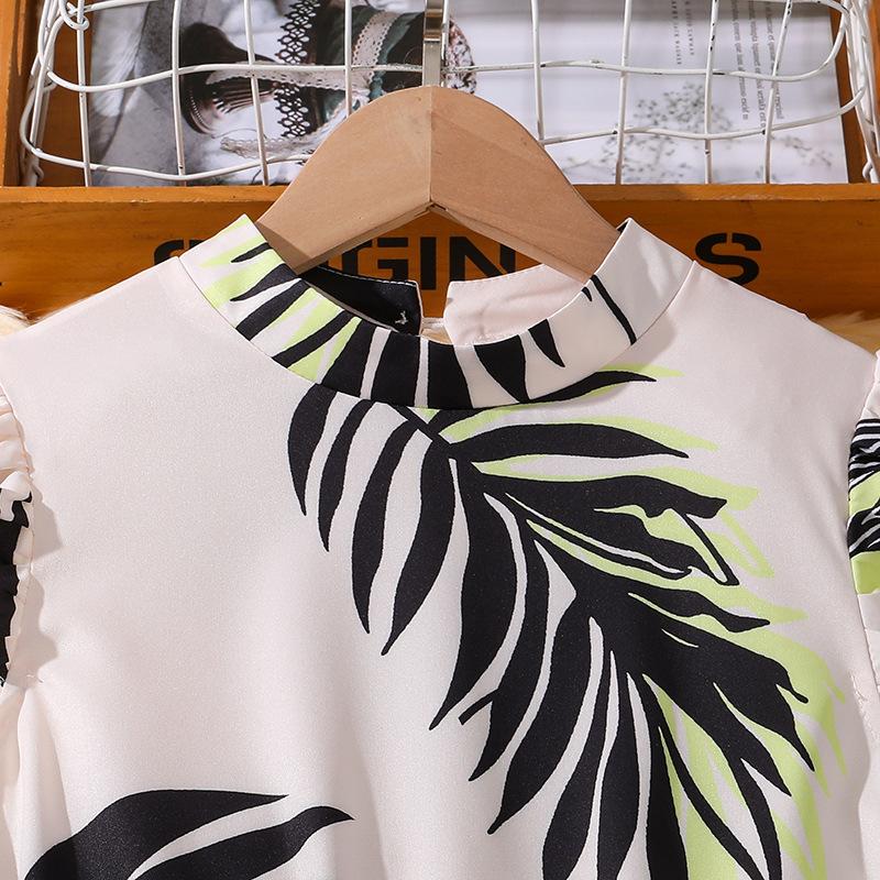 Kinder Mode Kleid Sommer Mädchen Süß Kurzarm Bedrucktes Kleid