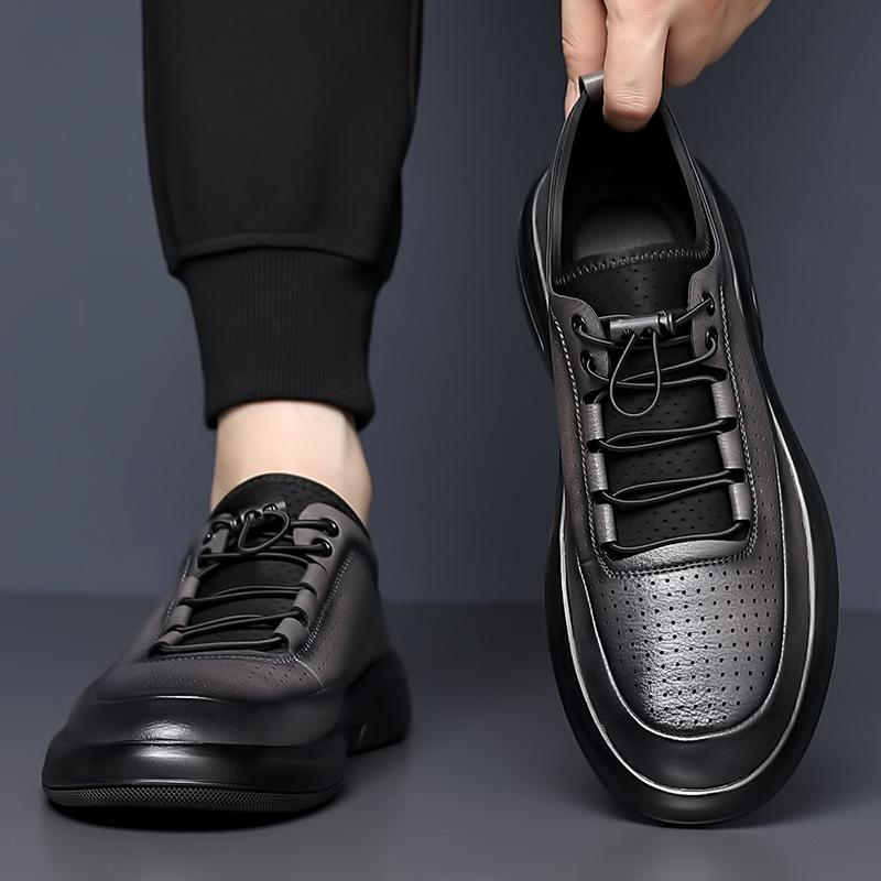 Fashion Luxury Men's Casual Leather Outdoor Flats Brand Designer Shoes Summer Hollow Out Leather Hiking Sneakers Breathable Oxford Shoes