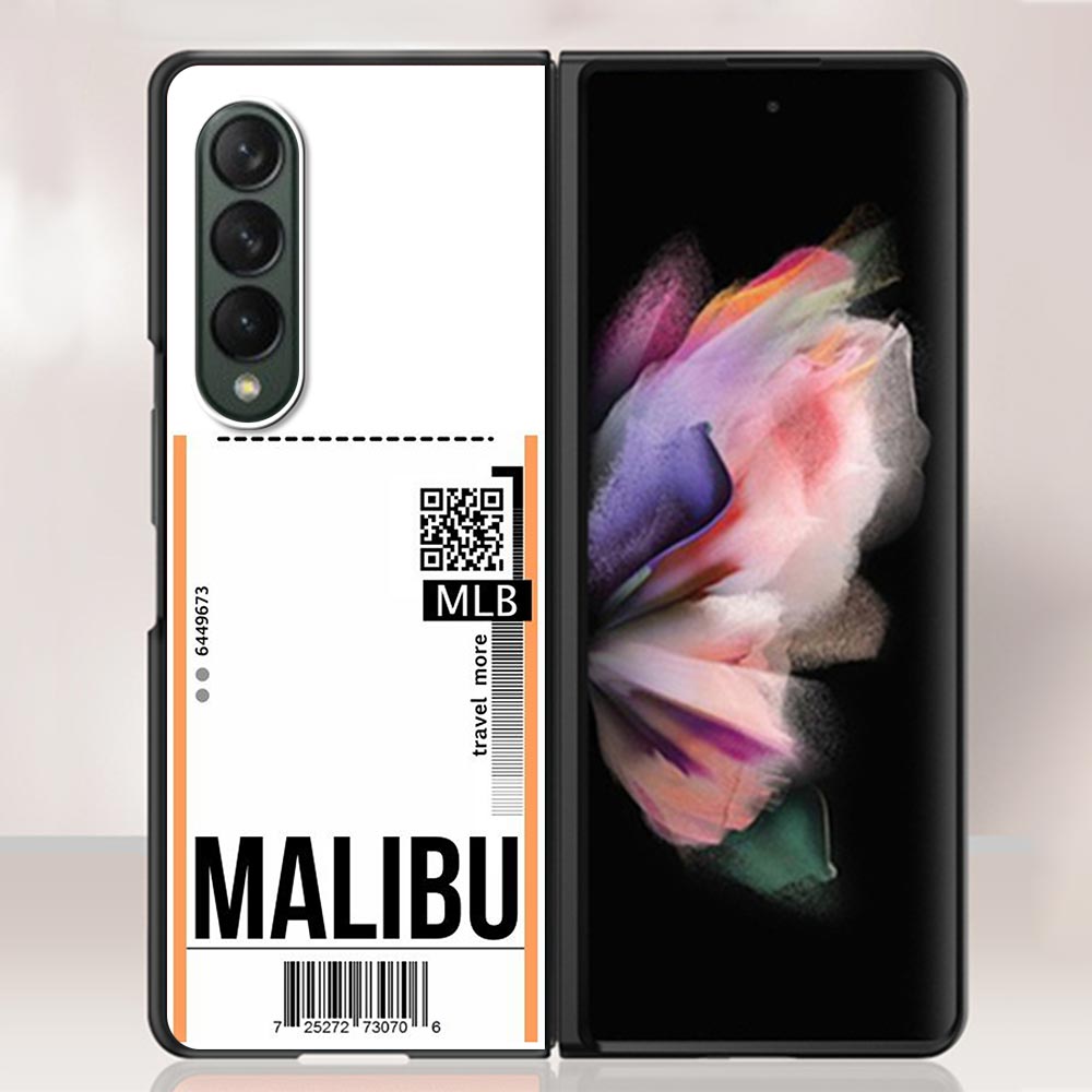 Zfold4 Case For Samsung Galaxy Z Fold3 Z Fold 3 5G Hard Slim Ultra-thin Shell Fly Ticket AIR Tickets Travel Label Country