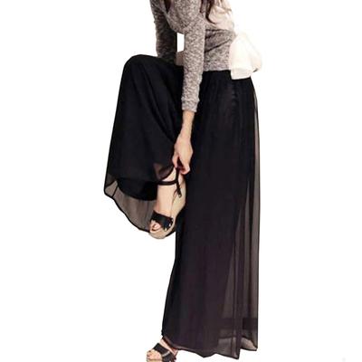 Long Chiffon Gaucho Plus Loose Work Autumn [Leadamon-oee] Women's Wide-Leg Pants, Pants, Sizes, Fit, Figure-Flattering, Lined, Stylish, Bottoms,