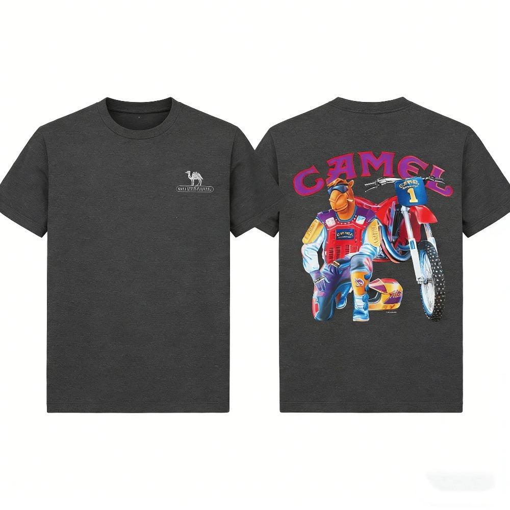 Kamel Smokercross Bedrucktes Oversized T-Shirt 2026 Sommer Herren Damen Luxus Freizeit Reines Baumwoll-T-Shirt Herren Streetwear Y2K