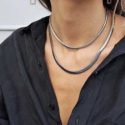 Eenvoudige platte slangenketting heren hiphop-sieraden sleutelbeenketting