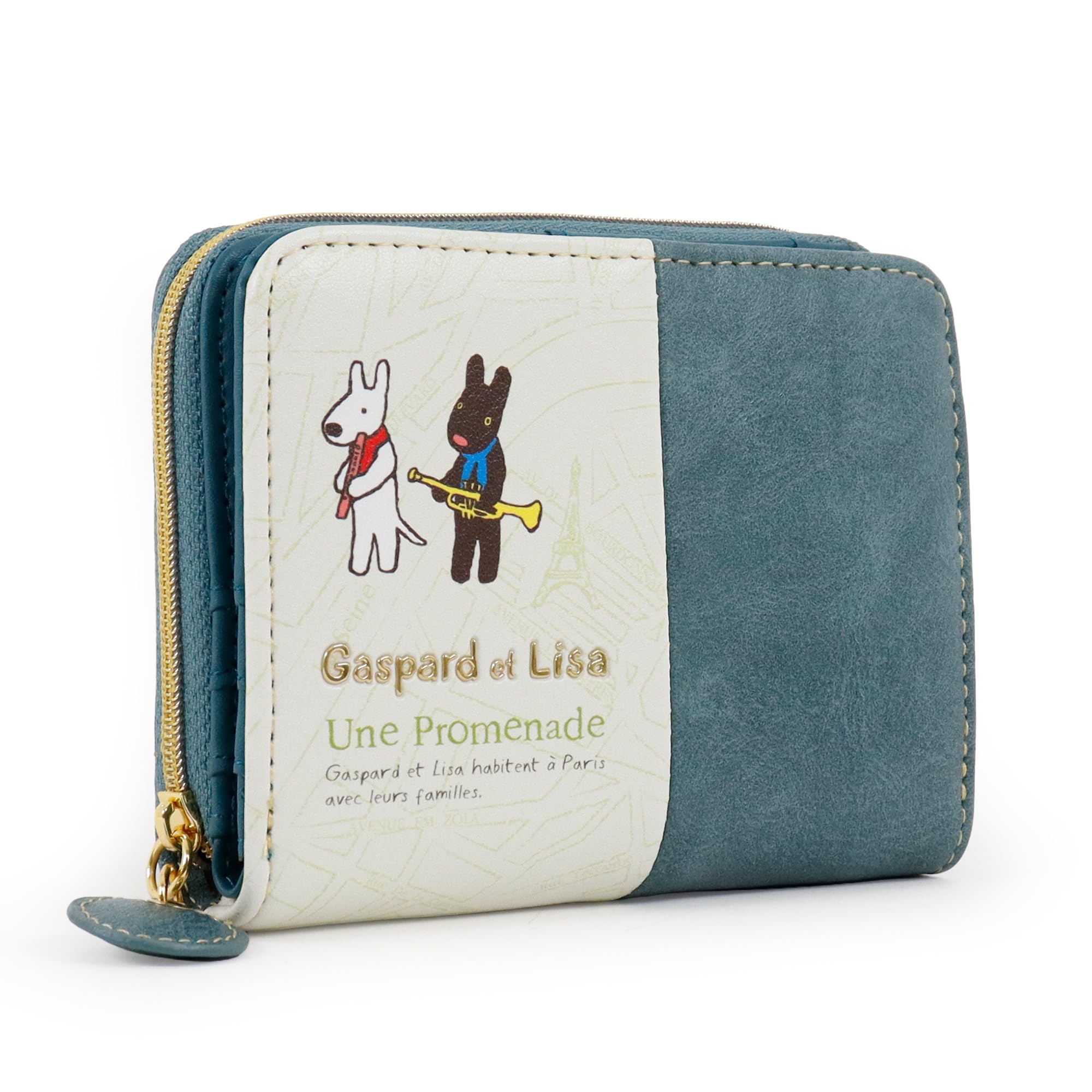 

Lisa and Gaspard Paris Walking Round Large Easy to Use Wallet, Women s, Bifold, Zipper, Cute, Capacity, (Blue) синій