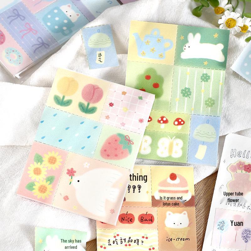 Patchwork Sticky Notes: Fresh Pattern Diary Series - Student Memo