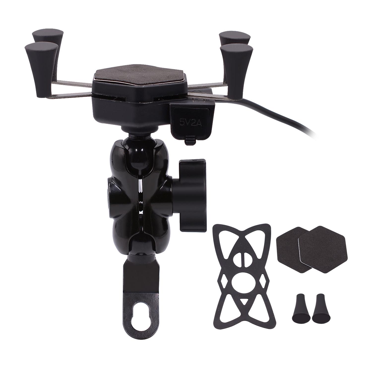 

Универсальный держатель для мобильного телефона для мотоцикла, смартфона, водонепроницаемый, с зарядным устройством USB, вращение на 360°, iPhone, Samsung, GPS, квадроцикл, скутер, мопед 14.5*5.5*8cm чёрный