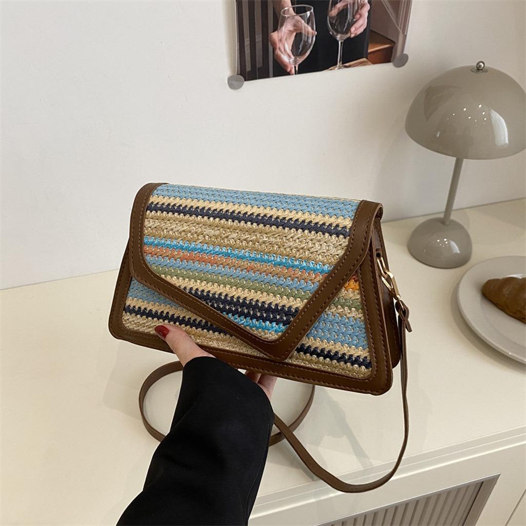 Women S Straw Woven Crossbody Bag Compact Adjustable Strap Bag Minimalist Shoulder Bag Urban Minimalist For Daily Commuting