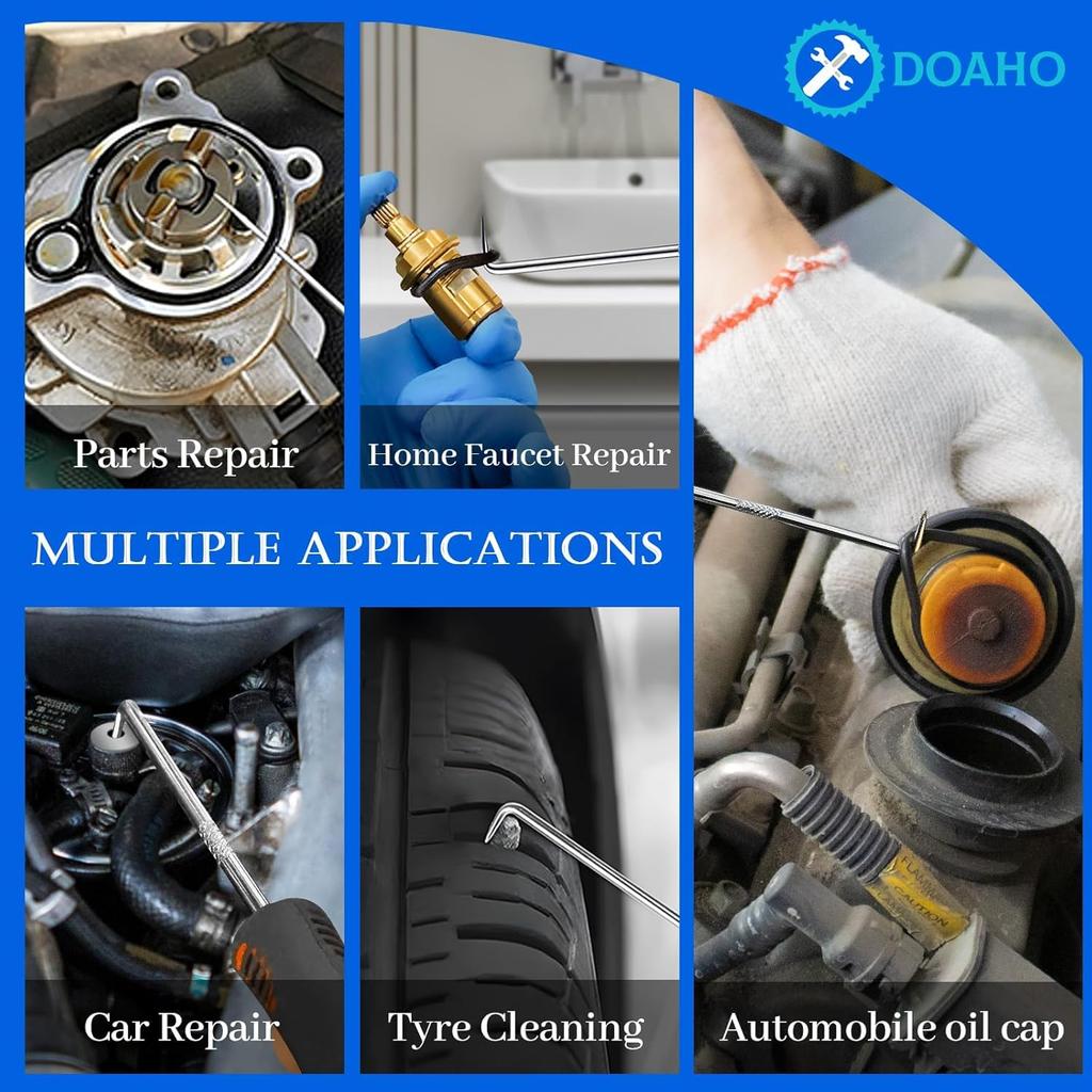 11-Piece Automotive Hook & Pick Tool Set, 19-Piece Trim Removal Tool Kit, Car Fastener Clip Pliers Pry Tool Repair Set