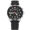FIELDFORCE CHRONO Watch, Stainless Steel Case (316L), Black Dial, Black Leather Strap, 241852
