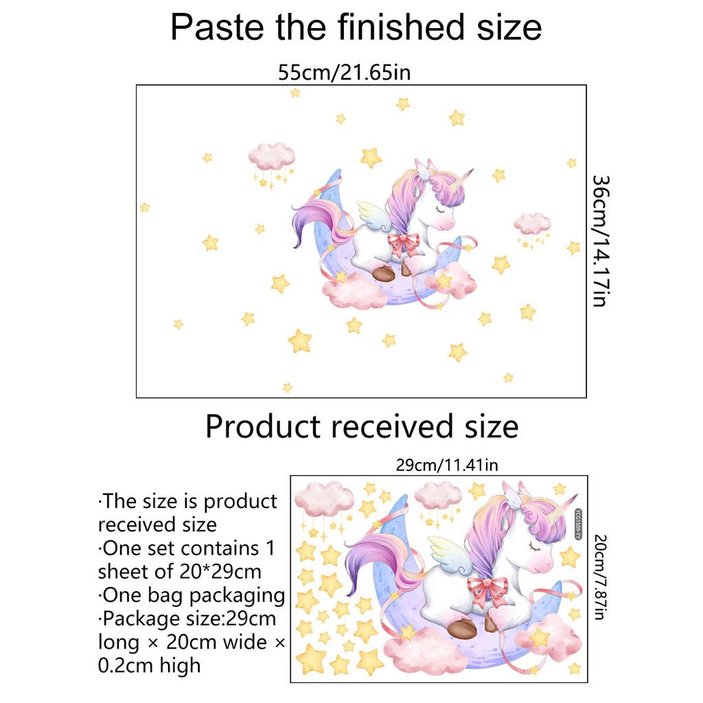 Cartoon Regenbogen Wolke Einhorn Leuchtende Wandaufkleber Niedliche Dekoration für Schlafzimmer Mädchen Geschenk Heimdeko Wohnzimmer Wandaufkleber