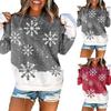 Stylish Christmas Snowflake Hoodie For Women Featuring Santa Claus Design In Grey And Red