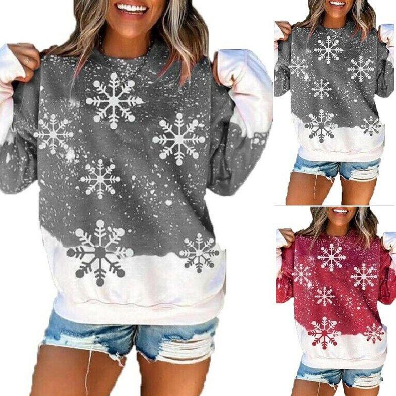 Stylish Christmas Snowflake Hoodie For Women Featuring Santa Claus Design In Grey And Red