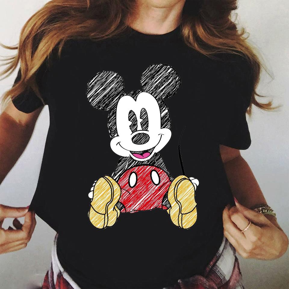2025 Disney Mickey Mouse Cute Harajuku Ullzang Fashion Top Family Parent-Child Top 100% Pure Cotton Printed Leisure T-shirt