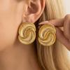 Stainless Steel Texture Geometric Spiral Stud Earrings for Women Vintage Gold Color Unusual Stud Earrings Trending Jewelry Gift