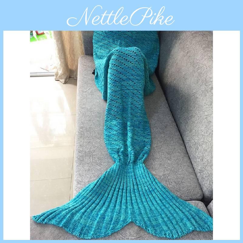 Kids Mermaid Tail Blanket With Pure Color Design And Acrylic Material For Cozy Comfort