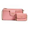 Poppy Mother And Child Bag Solid Pebble Leather Two In One Chain Crossbody Bag Small Card Holder Women Bags Cherry-Blossom-Pink C0737-IMSEL