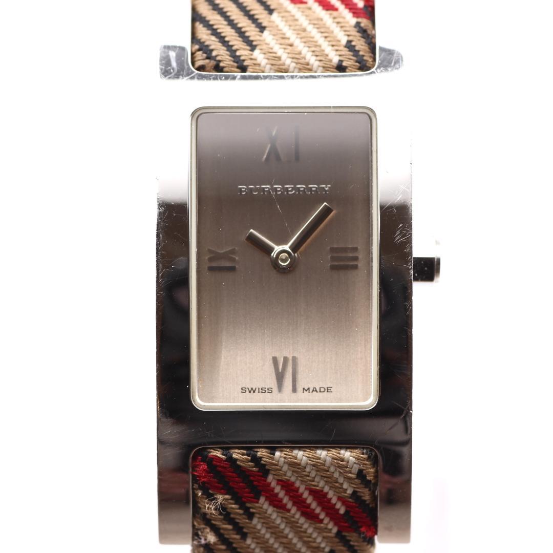 Used BURBERRY Ladies Watch Nova Check Discontinued Popular Y2K Silver
