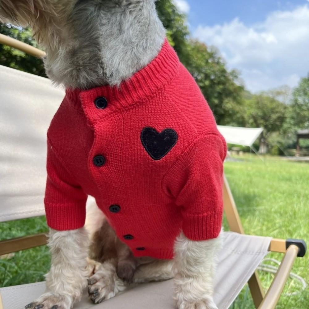 Süßer Romantischer Hundeliebe Pullover Herz Muster Hautfreundlich Hund Warmer Hoodie Weich Hohe Elastizität Haustier Strickjacke für Katzen und Hunde