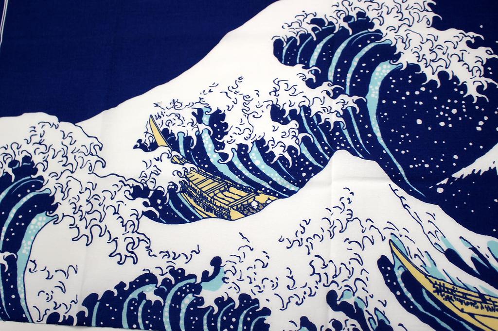 Fourcart Godzilla Print Tenugui Navy (Mt. Fuji) H35W90