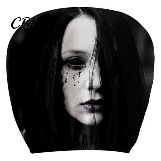 Spooky Theme Car Decoration Funny Headrest Covers, Ghost Skull Print Decorative Covers for Cars Seat Protector, Universal Breathable Auto Interior
