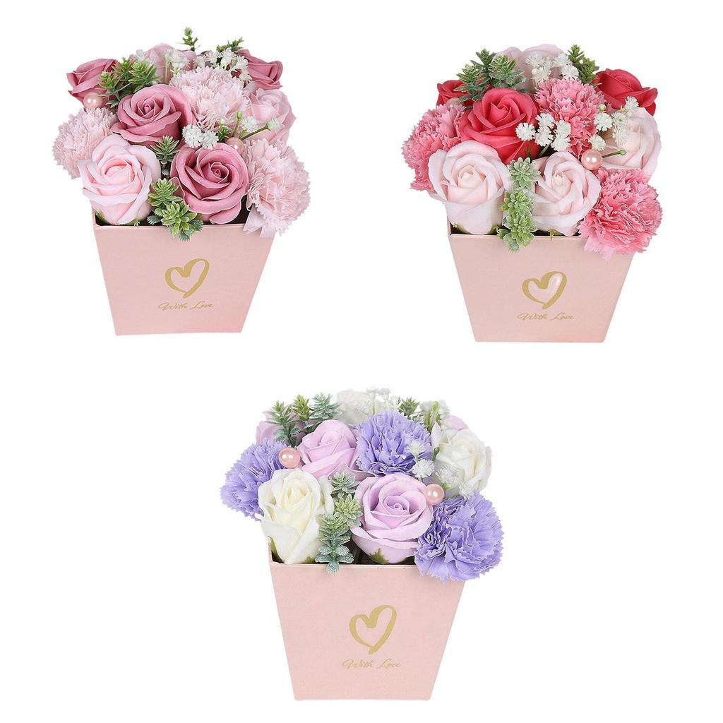 Soap Flowers Artificial Flower Bouquet Floral Soap Scented for Birthday Mother's Day Office