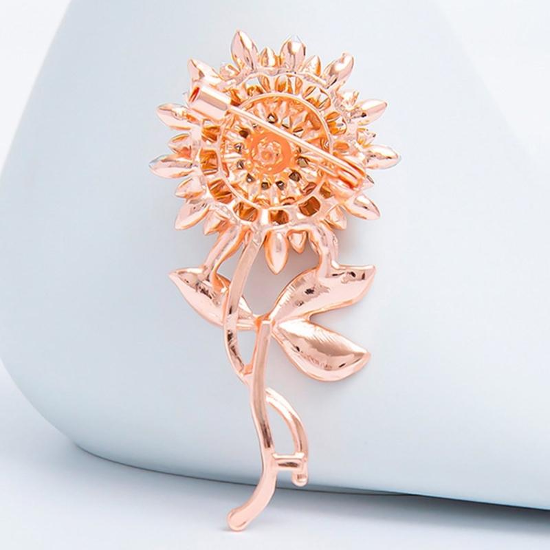 Glittering Rhinestones Floral Pin Comfortable Alloy Clasp Lapel Badge For Accessorizing Fashionable Outfit Enhancer